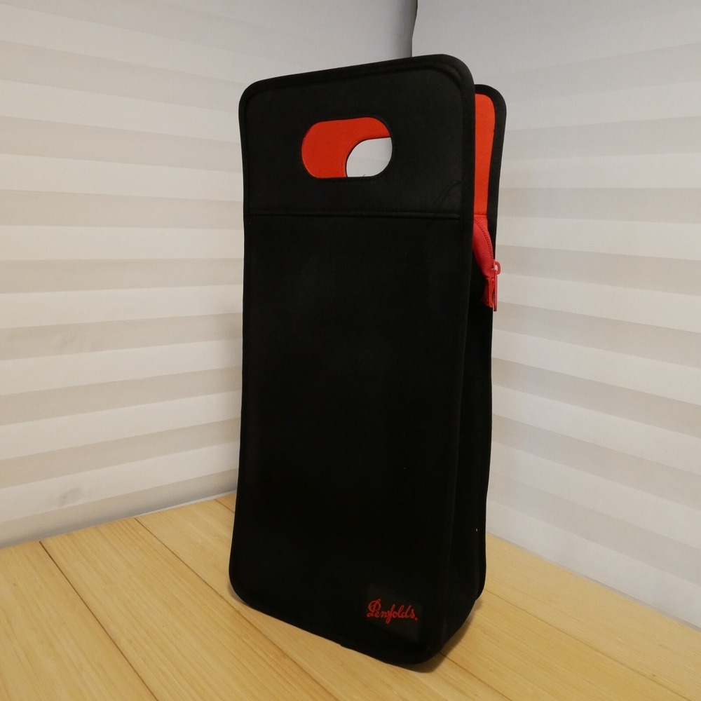 Rare Penfolds Branded Wine 2 Bottle Insulated Carrier Bag Zipper Cloth Black Red